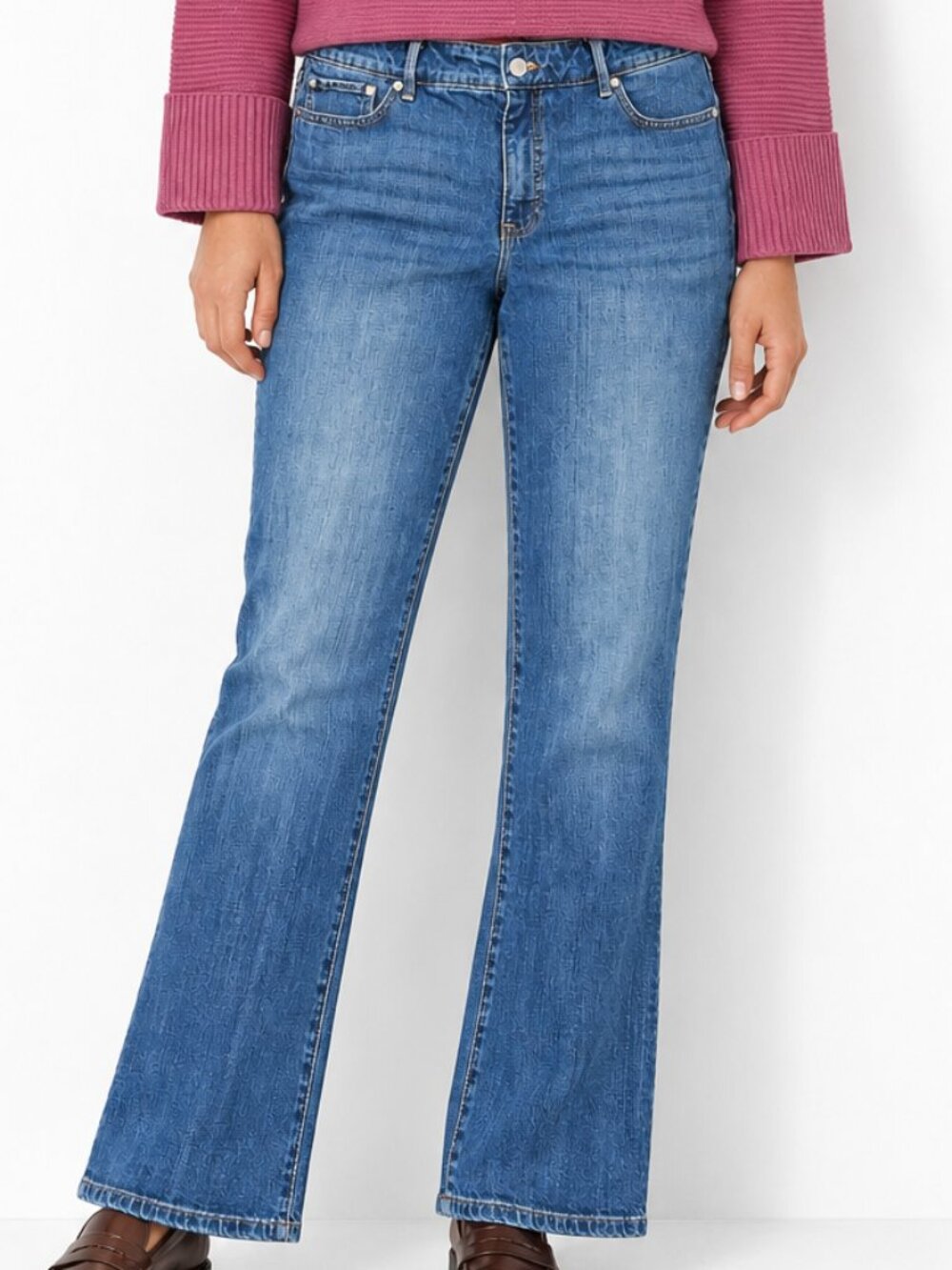 Talbots Barely Boot Jeans 14 Medium Wash Bootcut Stretch Denim